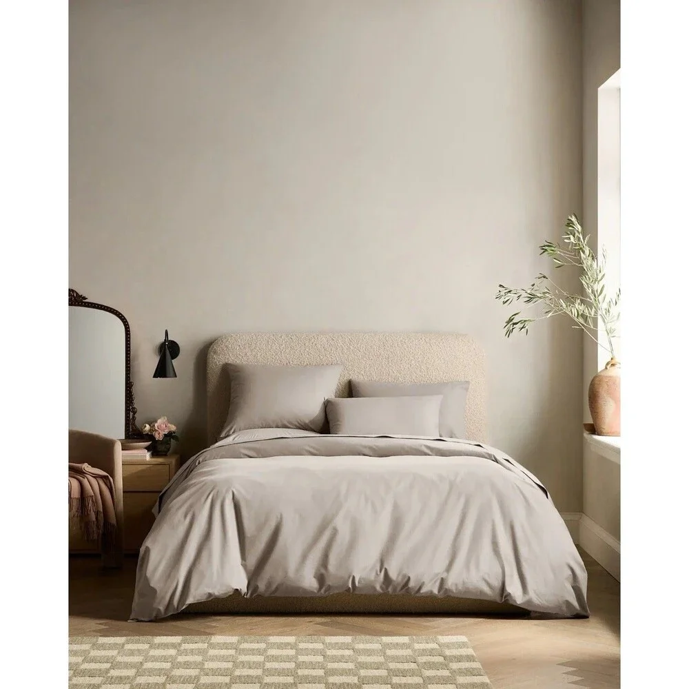 Quince Organic Crisp Percale Duvet Cover Full Queen Dove 100% Cotton $94 Retail